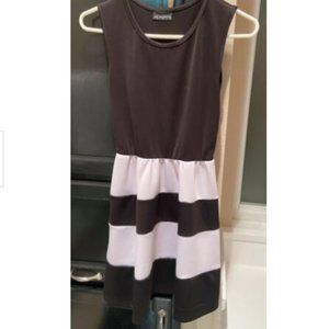 Womens Black White Striped Dress Size Medium